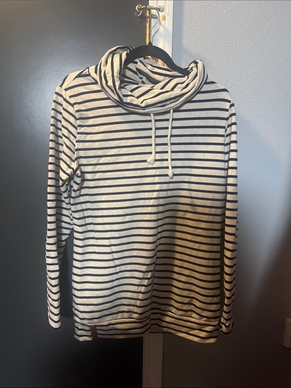 Striped Cowl Neck Men’s Sweater - Black & White